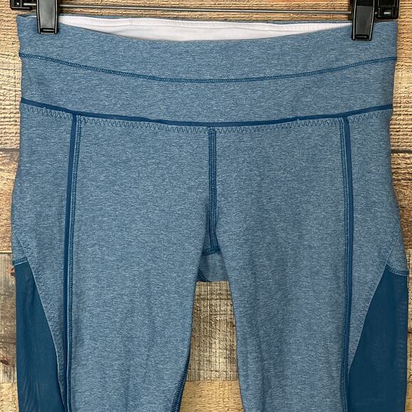 Lululemon Training Tough Crop Mesh Leggings Poseidon Blue SZ 6 - Picture 2 of 12